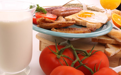 Breakfast on a white background