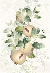 Greeting card with garnet tree.