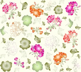Seamless background. Illustration geranium.