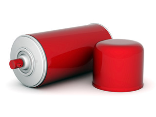 Image of aluminum spray cans of paint on a white background