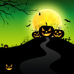 Halloween pumpkin on the moon background