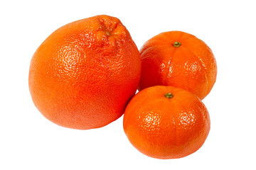 Fresh juicy pink grapefruit and tangerines