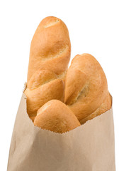 bread isolated in paper bag