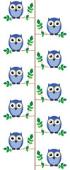Owls sat in a tree isolated on white background