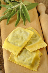 Tortelli con ricotta e spinaci, pasta fresca italiana