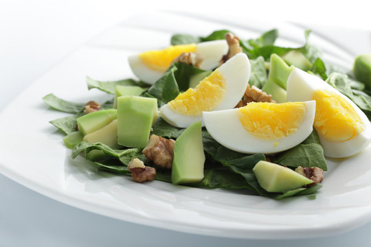 Spinach, avocado, and eggs salad