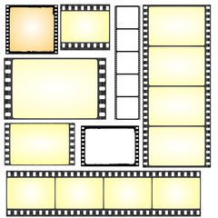 set of real and grunge film frames
