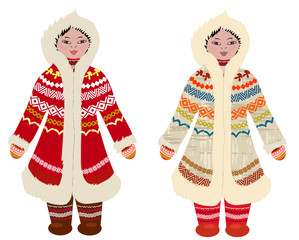 girl in traditional costume of northern peoples
