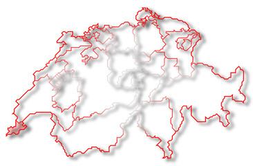 Map of Swizerland, Geneva highlighted