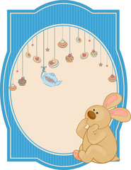 Vintage background with sweet cakes and rabbit