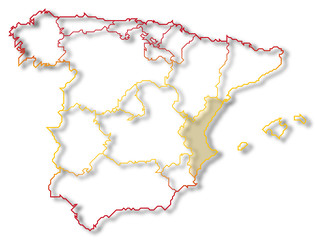 Map of Spain, Valencian Community highlighted