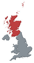 Map of United Kingdom, Scottland highlighted