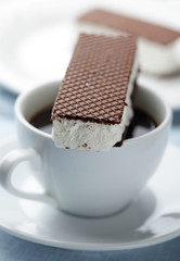 Ice cream sandwich and coffee