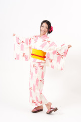 a portrait of japanese kimono woman