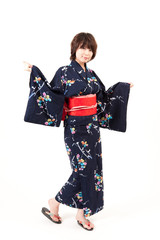 a portrait of japanese kimono woman