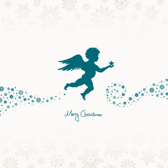 Flying Christmas Angel Holding Star Turquoise