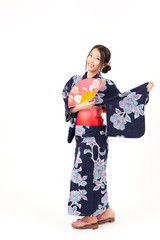 japanese kimono woman with pink fan