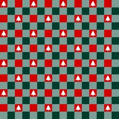 Seamless Pattern Xmas Check Tree Red/Green/White © Jan Engel