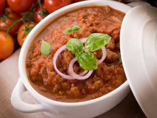 ragout sauce on bowl