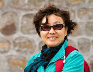 Closeup portrait of a senior asian lady