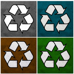 Obraz premium 4 recycled logos from recycled paper