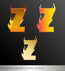 eps Vector image: initials (z)  metallic fire logo Ⅴ