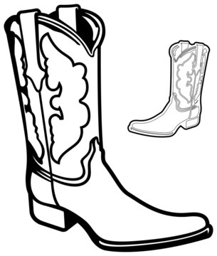 Cowboy Boot Cartoon Vector Graphic Illustration Set