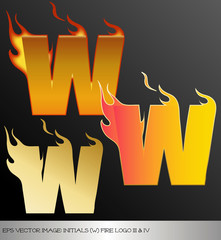 eps Vector image: initials (w)  metallic fire logo Ⅴ