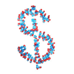 usd dollar symbol made of pills