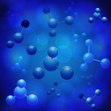 molecule 3d background blue