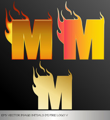 eps Vector image: initials (m)  metallic fire logo Ⅴ