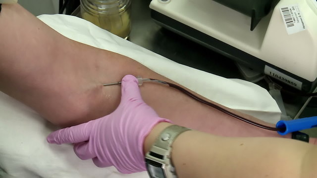 drawing blood from a donor