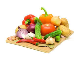 vegetables on a white background