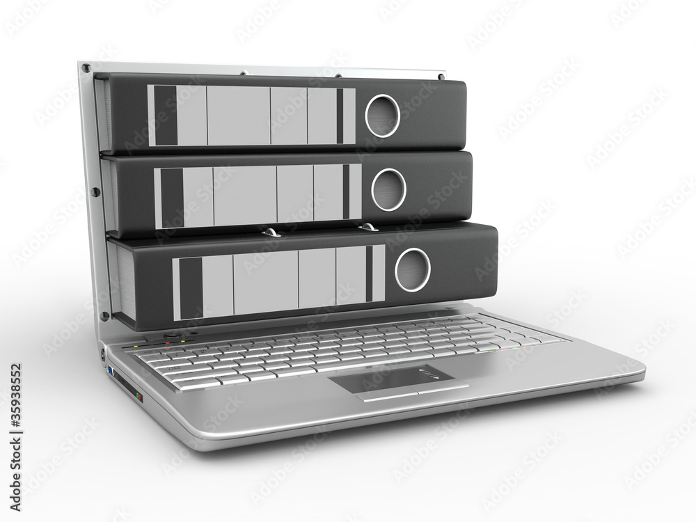 Poster Archive. Laptop with folders instead of the screen