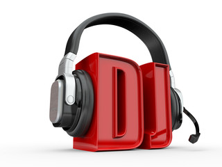 Text DJ and handphones. 3d