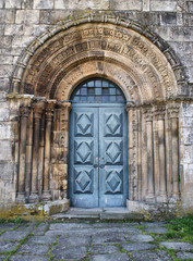 Romanesque door of Paderne monastery in Melgaco, Portugal