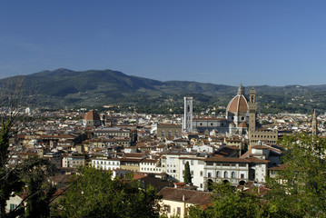 Fototapeta na wymiar Widok na miasto z San Minitao Kościoła w Florencja Włochy