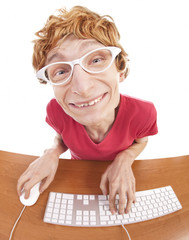 Funny guy at the computer