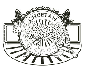 Label with a cheetah