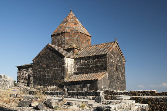 ancient armenian church on lake sevan armenia