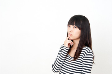 pretty asian woman thinking