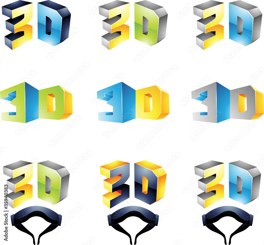 Poster 3d viewing experience logos isolated on a white background