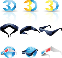 3D Viewing Experience logos isolated on a white background