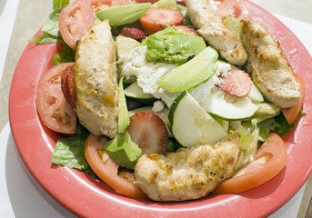 garden salad fruit chicken fillet horizontal