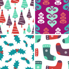 Set of christmas seamless patterns
