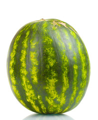 Ripe striped watermelon  isolated on white