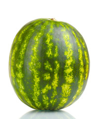 Ripe striped watermelon  isolated on white