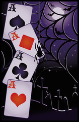 Halloween poker card, vector illustration