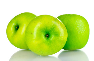 fresh green apples isolated on white
