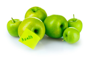ripe green apples isolated on white
